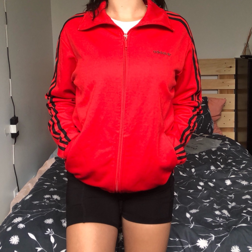 Red Adidas zip up jacket / sweater
